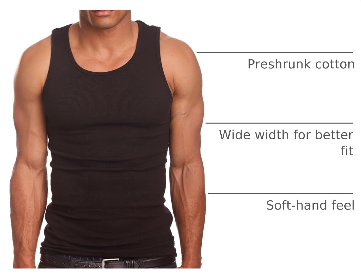 Mens A-Shirts 3 Pack Undershirt - Image 2