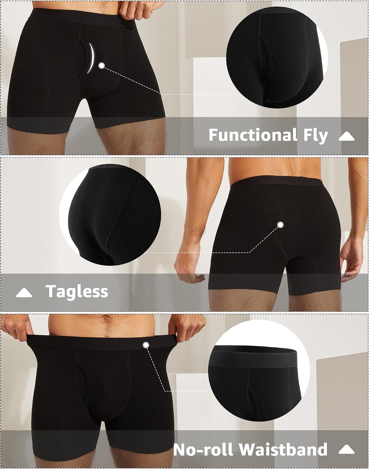 Cotton Boxer Briefs with Fly - Image 2